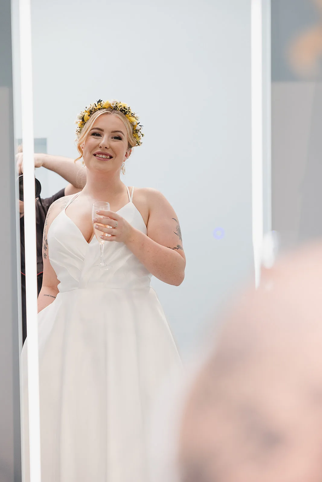 A bride getting ready in the bridal suite