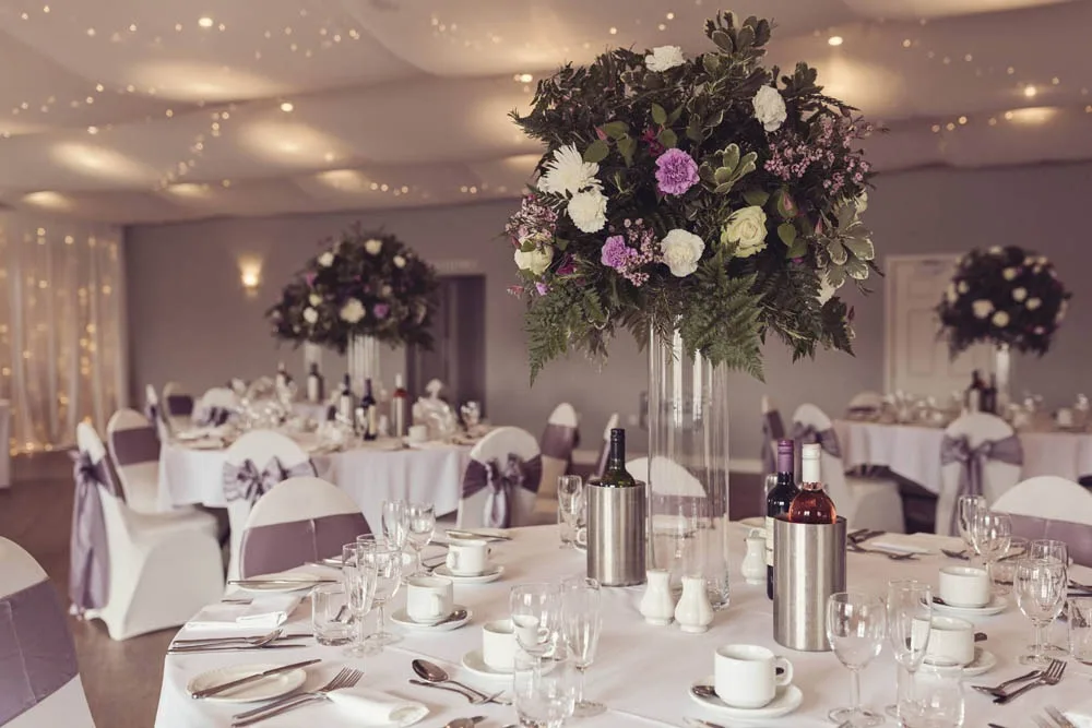 The Hawthwaite Suite laid for a wedding breakfast